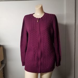 Charter Club Sweater Purple Knit Cardigan Tunic medium M cottagecore long Sleeve